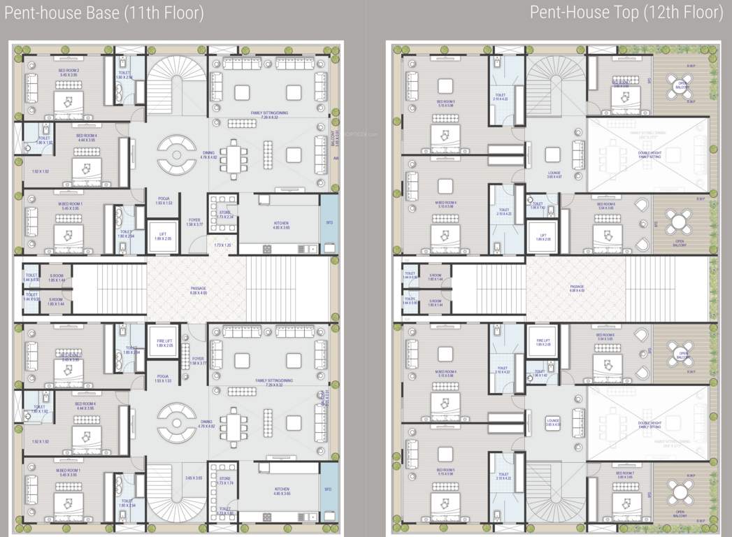  surya green spaces Block A  And Block B Cluster Plan from 11th to 12th Floor