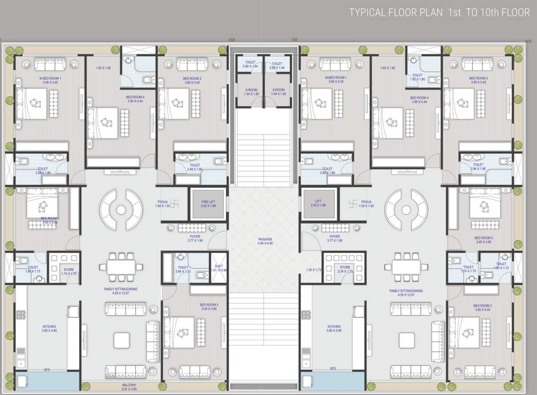  surya green spaces Block A Cluster Plan from 1st to 10th Floor