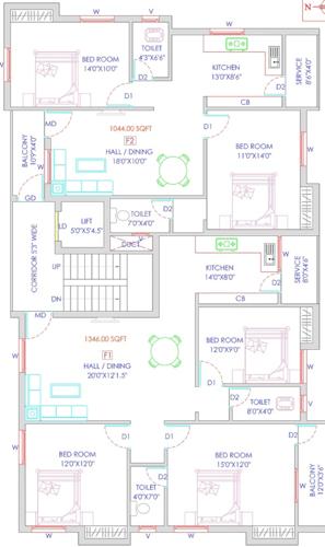  guru-krupa-flats Guru Krupa Flats Cluster Plan From 1st To 3rd Typical Floor 