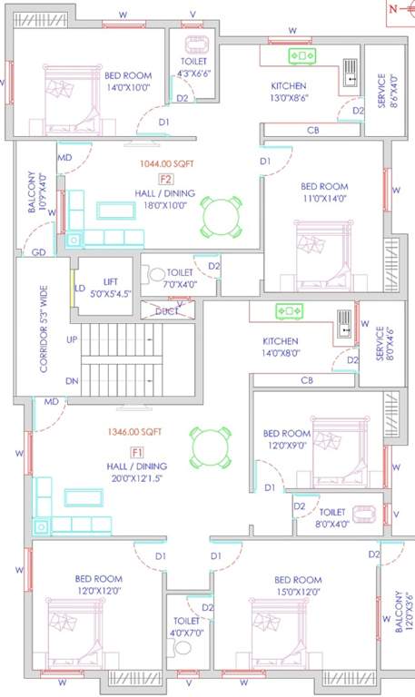 guru krupa flats Guru Krupa Flats Cluster Plan From 1st To 3rd Typical Floor 