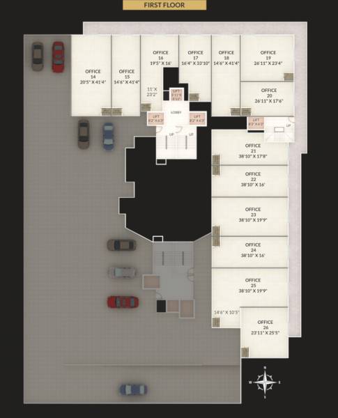 shiny-gold Wing A & B Cluster Plan for 1st Floor