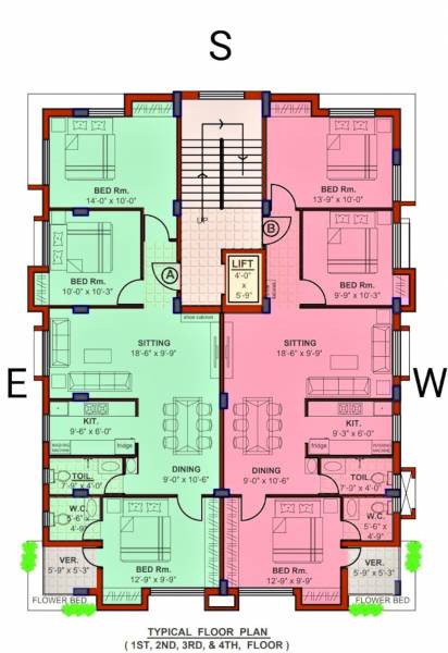  aurovilla Block A Cluster Plan from 1st to 4th Floor