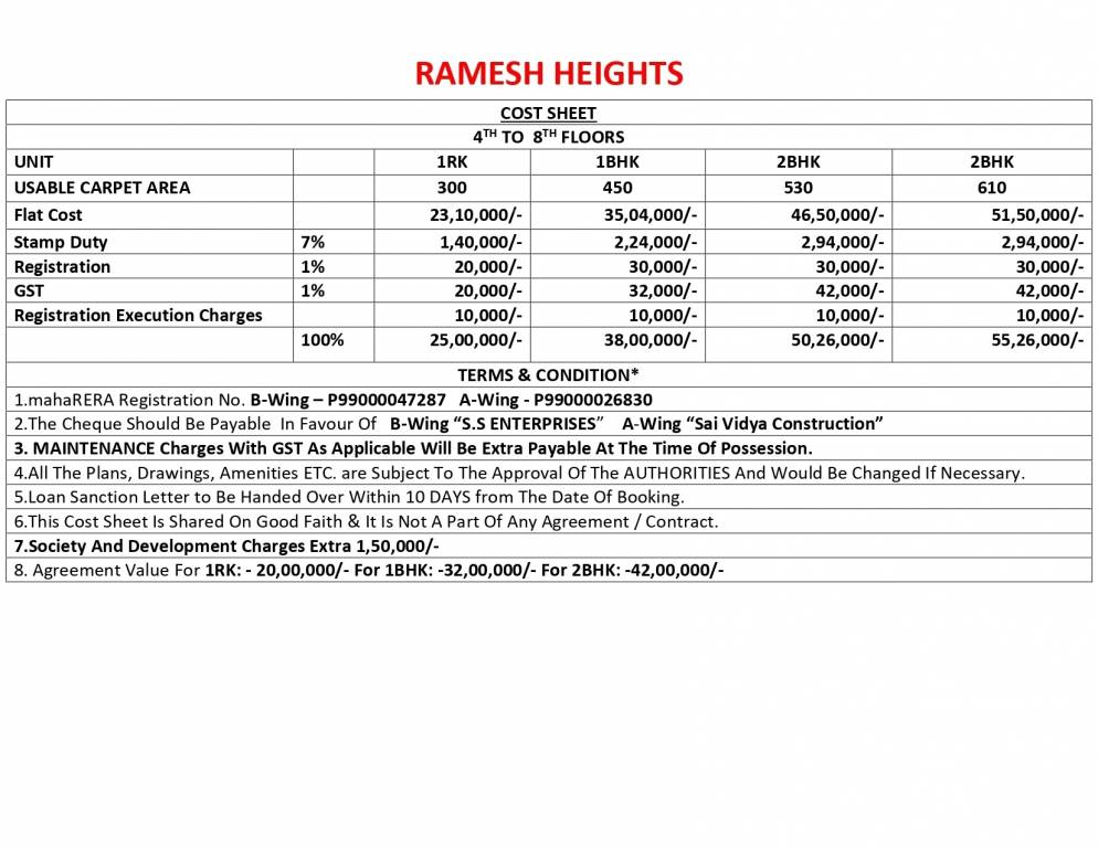 ramesh-heights Construction Linked Payment (CLP) Payment Plan