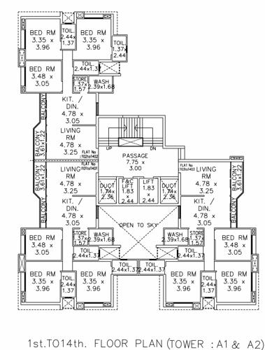 Bluebell Cluster Plan from 1st to 14th Floor bluebell-tower-a-1-and-a-2 Bluebell Cluster Plan from 1st to 14th Floor