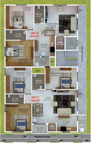  elite Suvedha Elite Cluster Plan from 1st to 4th Floor