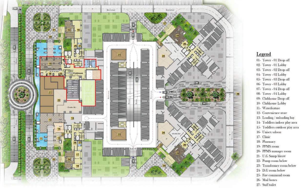  ocian pearl Tower 1 To 4 Enlarged Ground Cluster Plan