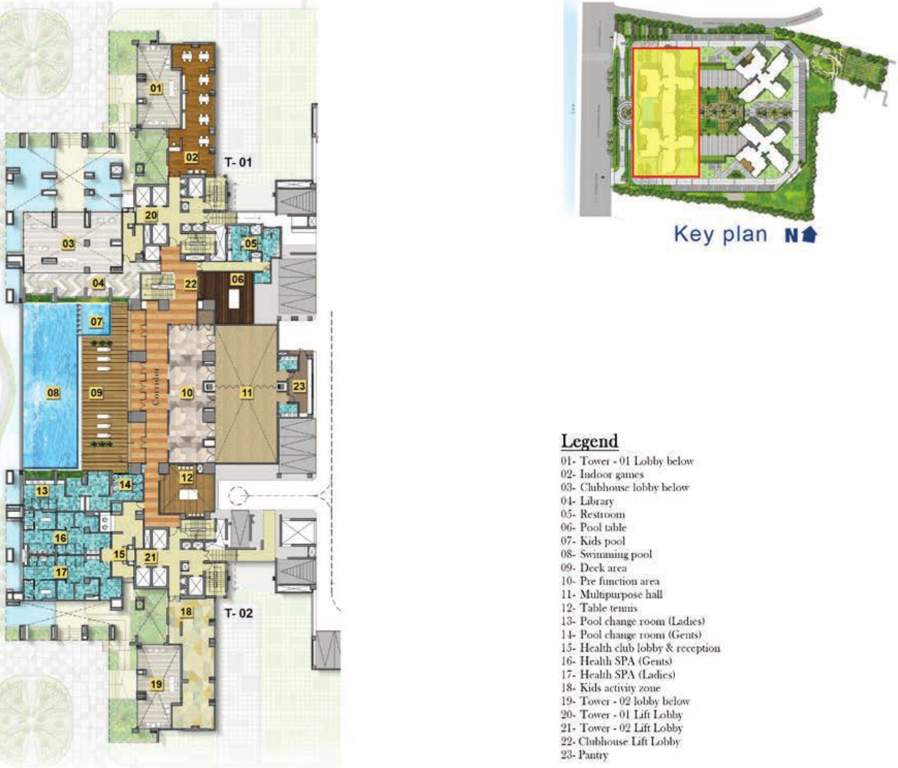  ocian pearl Tower 1 To 4 First Floor Cluster Plan For Club House