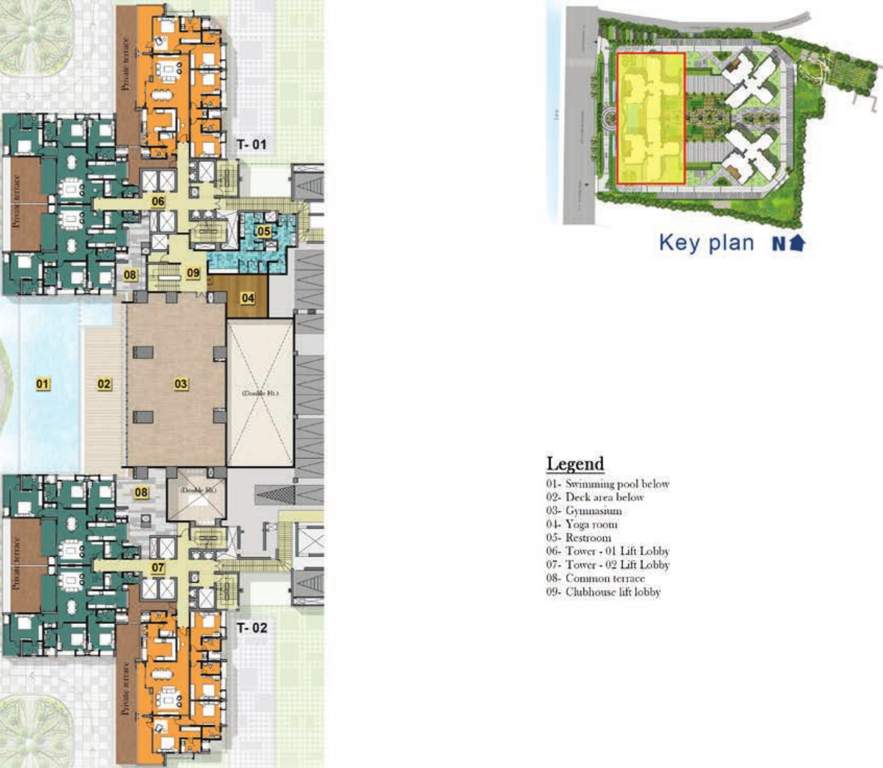  ocian pearl Tower 1 To 4 Second Floor Cluster Plan For Club House