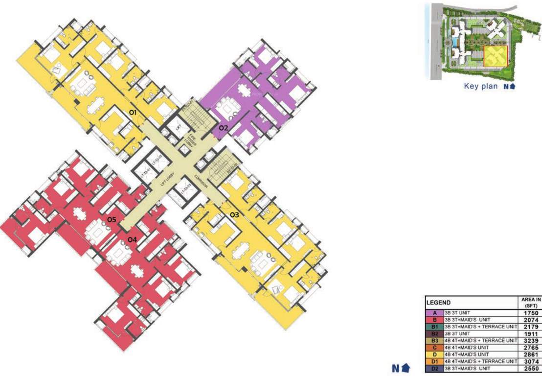  ocian pearl Tower 3 Typical Cluster Plan