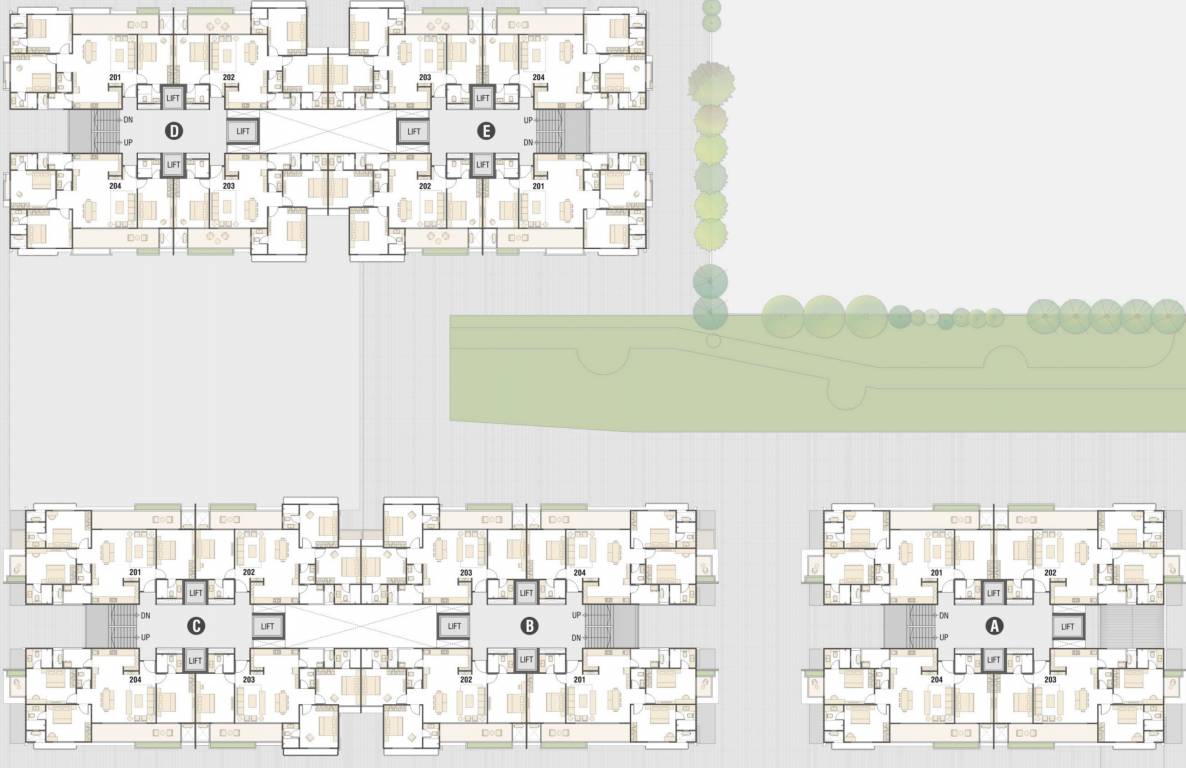  vrundavan elysia Block A,B,C,D And E Cluster Plan From 2nd to 11th Floor