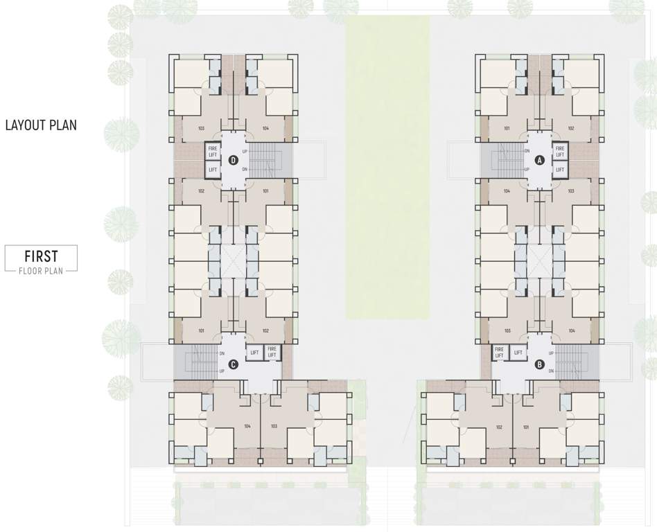  kopren park view Block A, Block B, Block C And Block D  Cluster Plan for 1st Floor