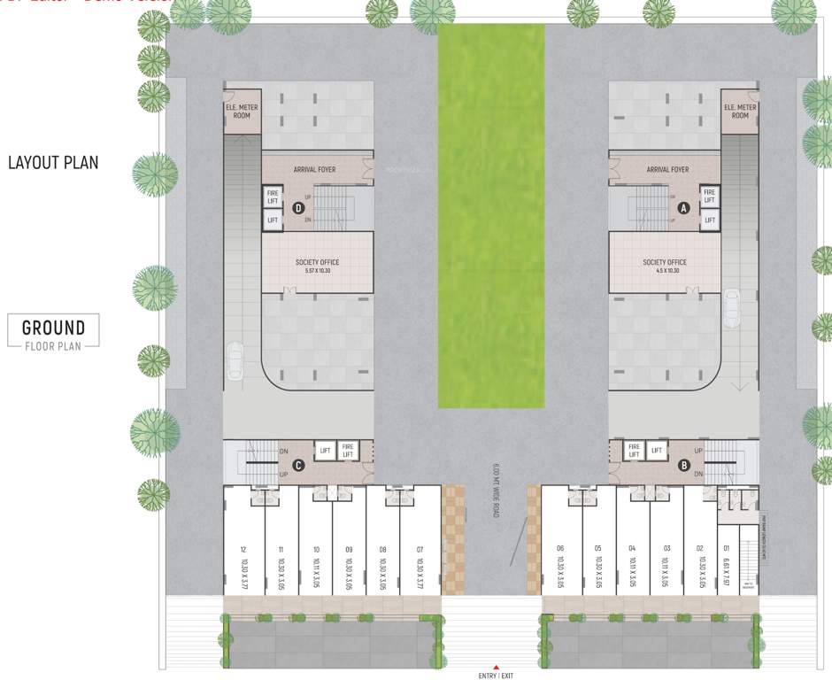  kopren park view Block A, Block B, Block C And Block D Cluster Plan for ground Floor