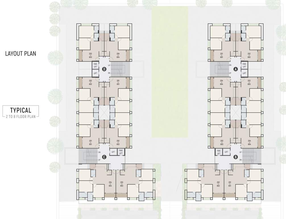  kopren park view Block A, Block B, Block C And Block D  Cluster Plan from 2nd to 8th Floor