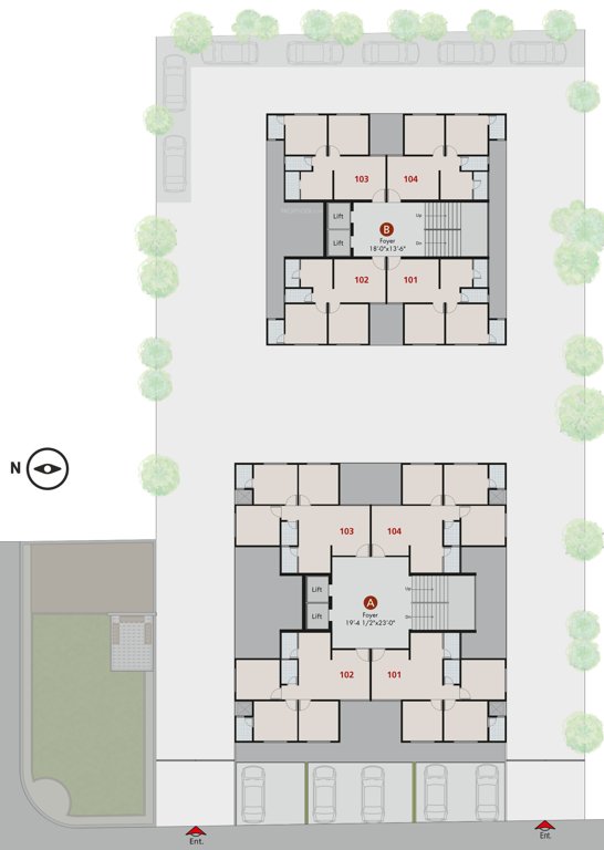  aashirvad utsav Block A & B Cluster Plan For 1st To 4Th, 6Th, 8Th & 10Th Floor