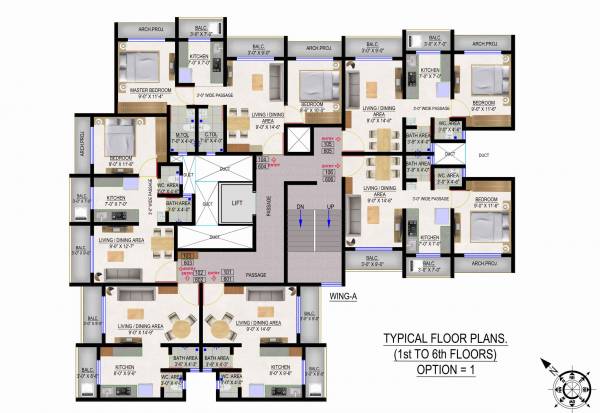  villa Villa Cluster Plan from 1st to 6th Floor