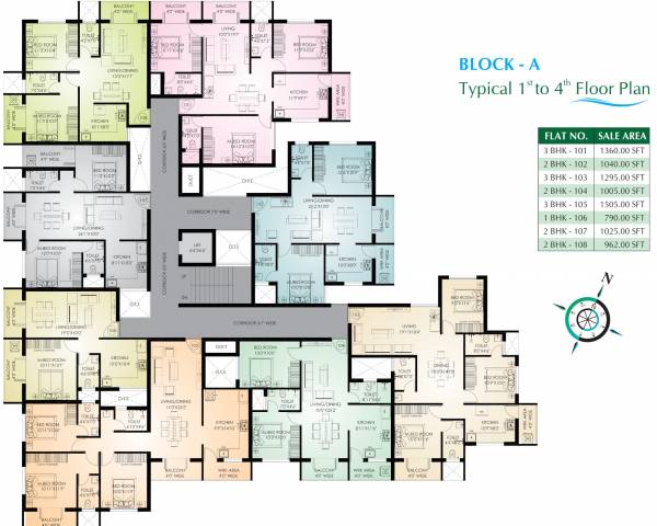  sowparnika Block A Cluster Plan from 1st to 4th Floor