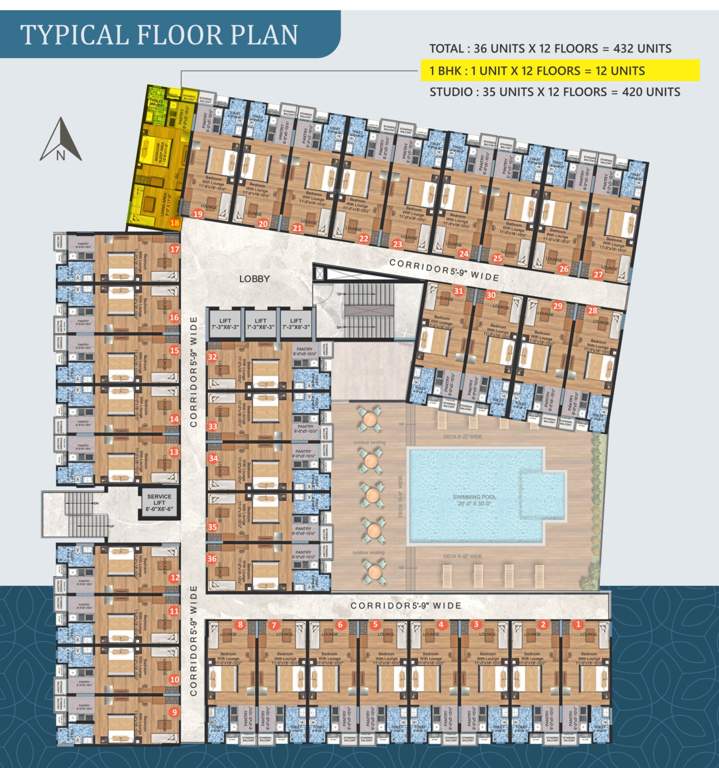  urban suites Urban Suites Cluster Plan For Typical Floor