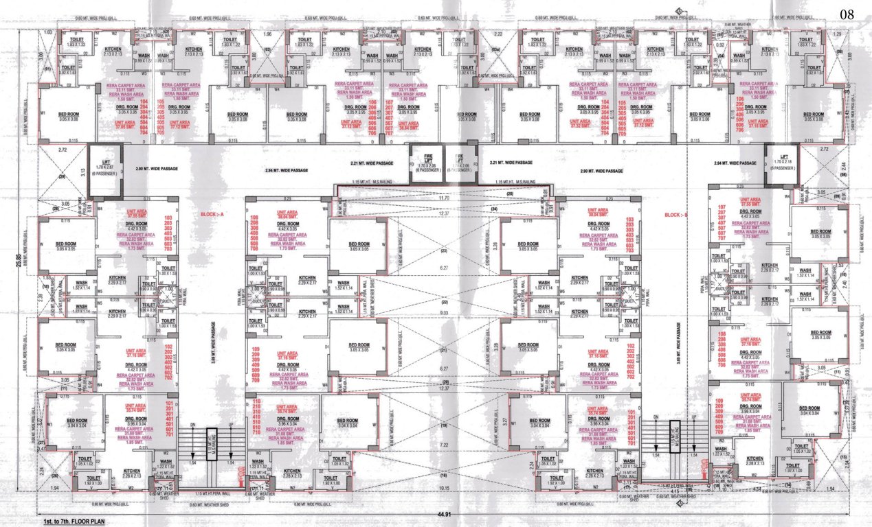  vinayak residency 2 Block A & B Cluster Plan from 1st to 7th Floor