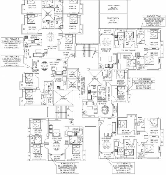  manakamna-7 Block B Cluster Plan For Typical Floor