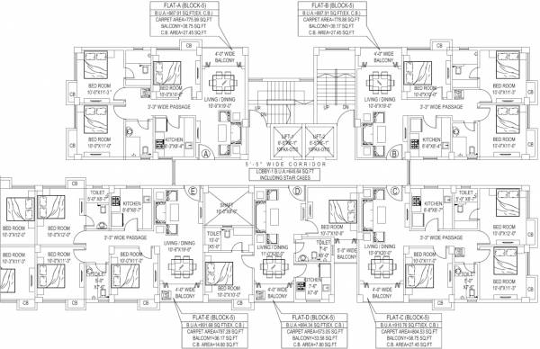  manakamna-7 Block E Cluster Plan For Typical Floor