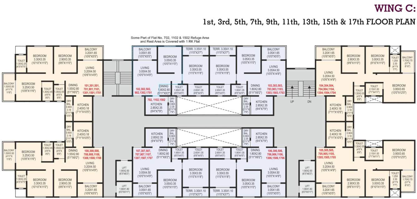  presidency phase ii C Wing Cluster Plan from 1st, 3rd, 5th, 7th, 9th, 11th, 13th, 15th And 17th Floor