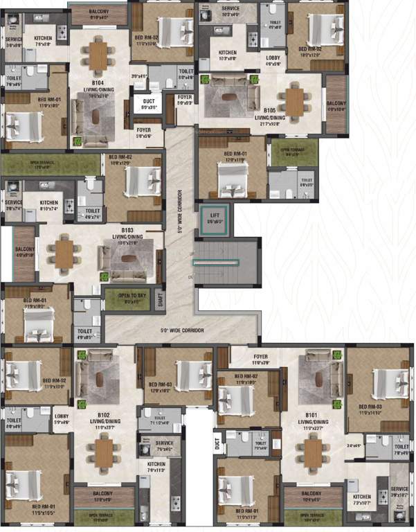  garden wood Block B Cluster Plan For 1st Floor