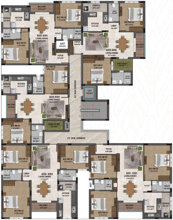  garden wood Block B Cluster Plan From 2nd To 3rd Floor