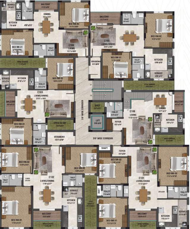  garden wood Block C Cluster Plan For 1st Floor