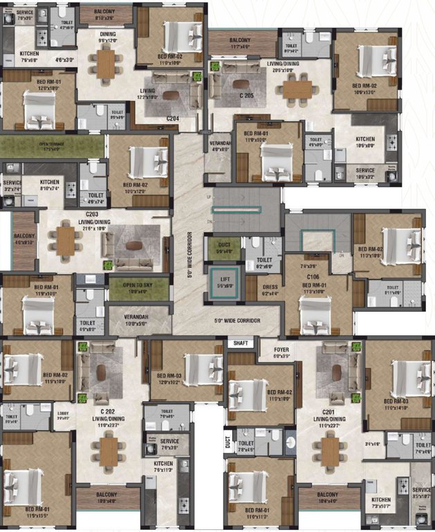  garden wood Block C Cluster Plan For 2nd Floor