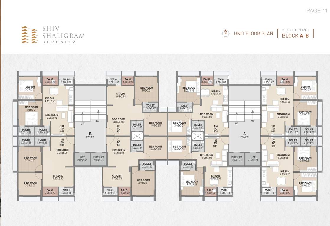  shiv shaligram serenity Block A & B Cluster Plan from 1st to 9th Floor