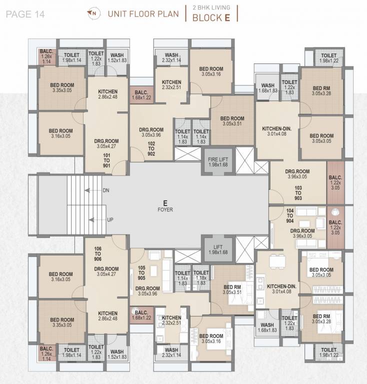  shiv shaligram serenity Block E Cluster Plan from 1st to 9th Floor