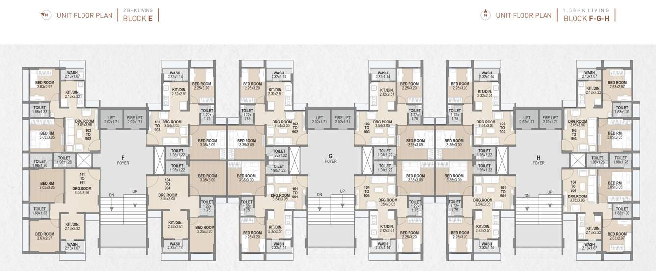  shiv shaligram serenity Block F & G & H Cluster Plan from 1st to 9th Floor