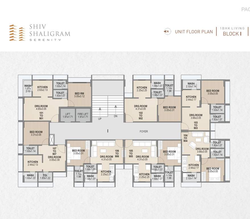  shiv shaligram serenity Block I Cluster Plan from 1st to 9th Floor