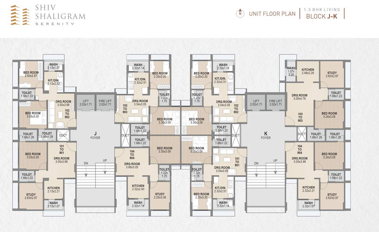  shiv shaligram serenity Block J & K Cluster Plan from 1st to 9th Floor