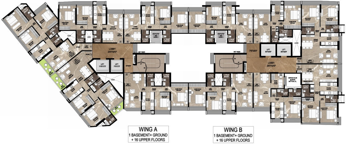  gami and jaydeep elanza A, B Wing Cluster Plan For 11th Floor
