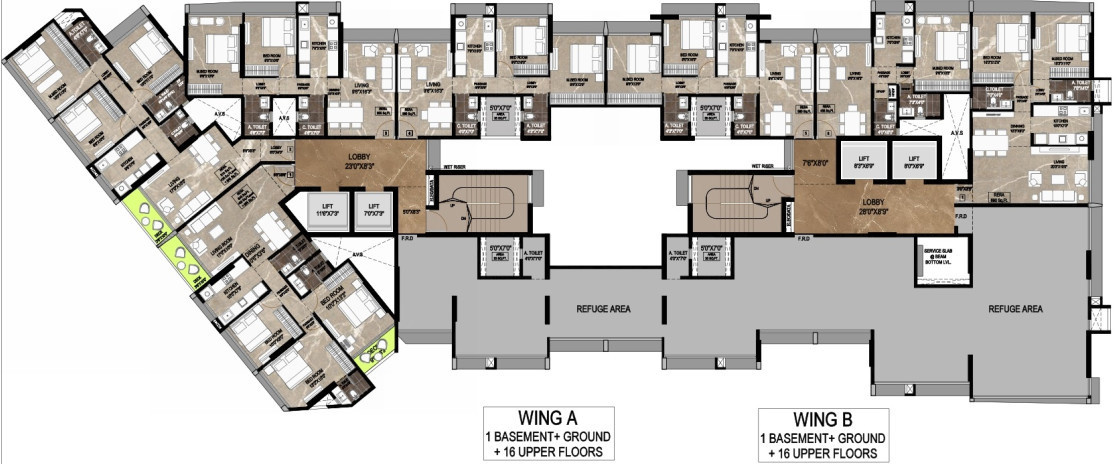  gami and jaydeep elanza A, B Wing Cluster Plan For 8th Floor