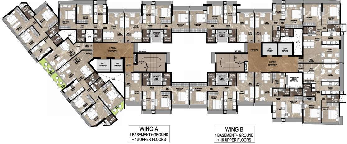  gami and jaydeep elanza A, B Wing Cluster Plan From 2nd To 7th Floor And 9th And 10th Floor