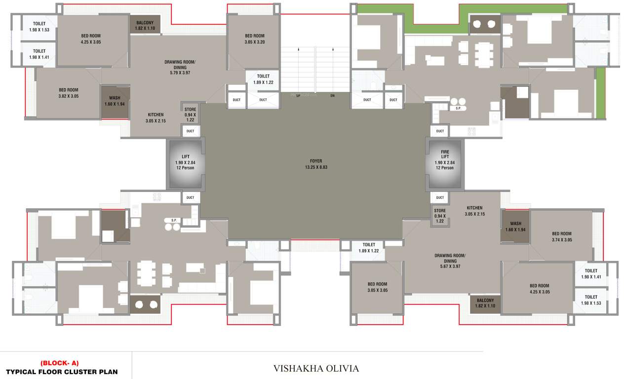  vishakha olivia Block A Cluster Plan from 1st to 14th Floor