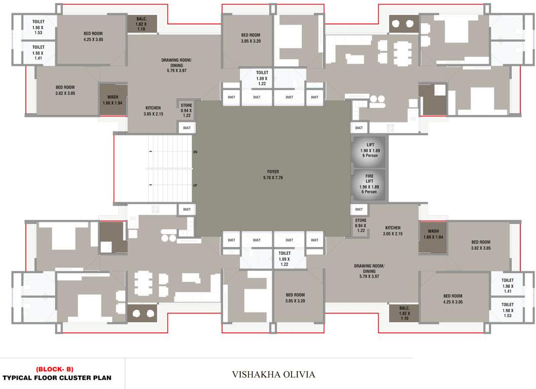  vishakha olivia Block B Cluster Plan from 1st to 10th Floor