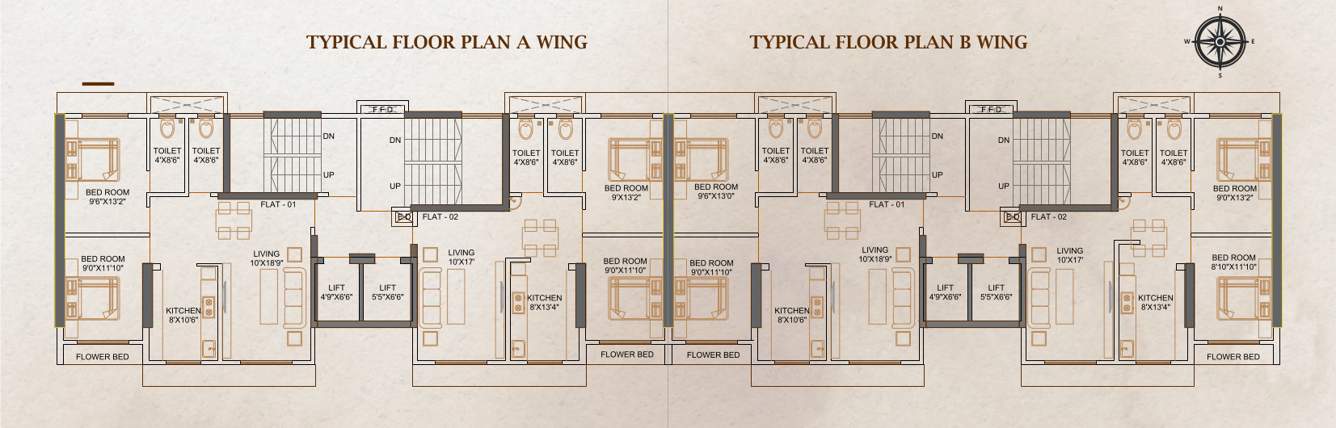  amin heritage Wing A & B Cluster Plan for Typical Floor