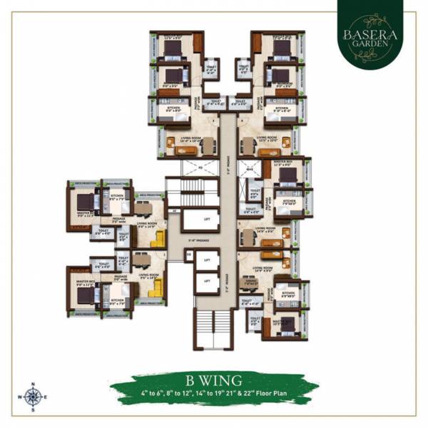  basera-garden Wing A,B, Cluster Plan