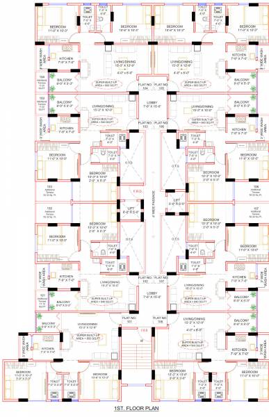  krishna-kunj A Wing, B Wing, A Wing Cluster Plan for 1st Floor