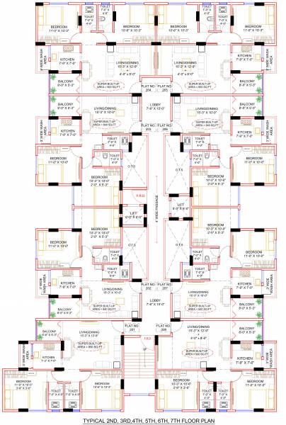  krishna-kunj A Wing, B Wing, A Wing Cluster Plan from 2nd to 7th Floor
