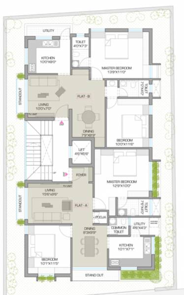  serene Serene Cluster Plan For Typical Floor
