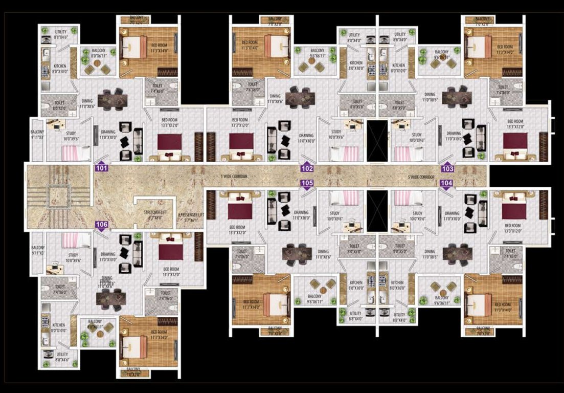  netra galaxy Block C And D Cluster Plan For Typical Floor