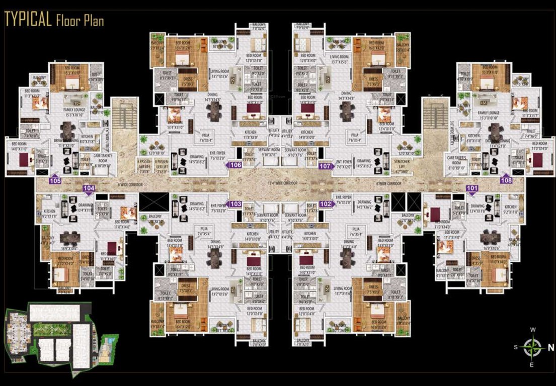  netra galaxy Block E Cluster Plan For Typical Floor