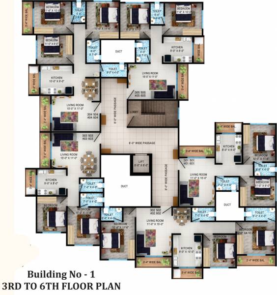  dwarkadhish-nagar Building No 1 Cluster Plan From 3rd To 6th Floor