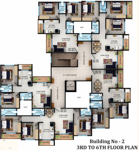  dwarkadhish-nagar Building No 2 Cluster Plan From 3rd To 6th Floor