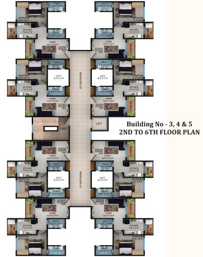  dwarkadhish-nagar Building No 3 To 5 Cluster Plan From 2nd To 6th Floor