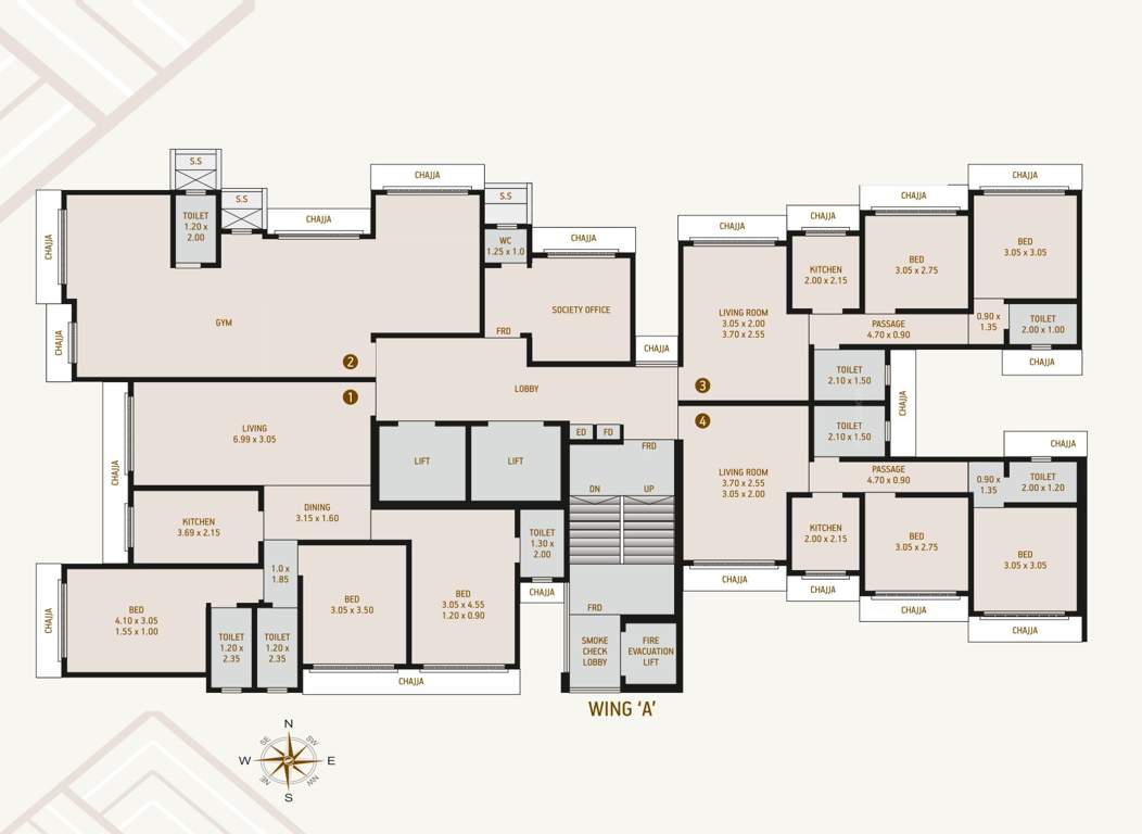  borivali padam chsl Wing A Cluster Plan from 1st to 7th Floor